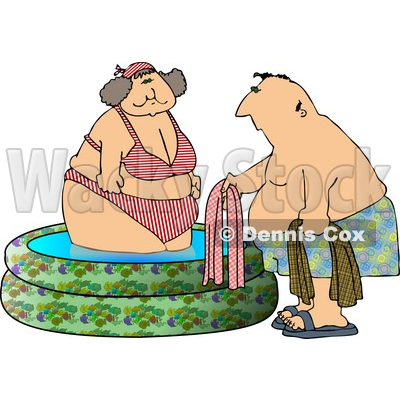 400x400 Woman Getting Out Of A Swimming Pool With A Man Clipart Djart
