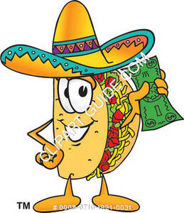 259x300 Clipart Illustration Of Cartoon Taco Character Holding Money