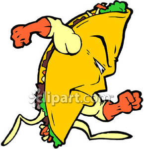 290x300 Taco Running Royalty Free Clipart Picture
