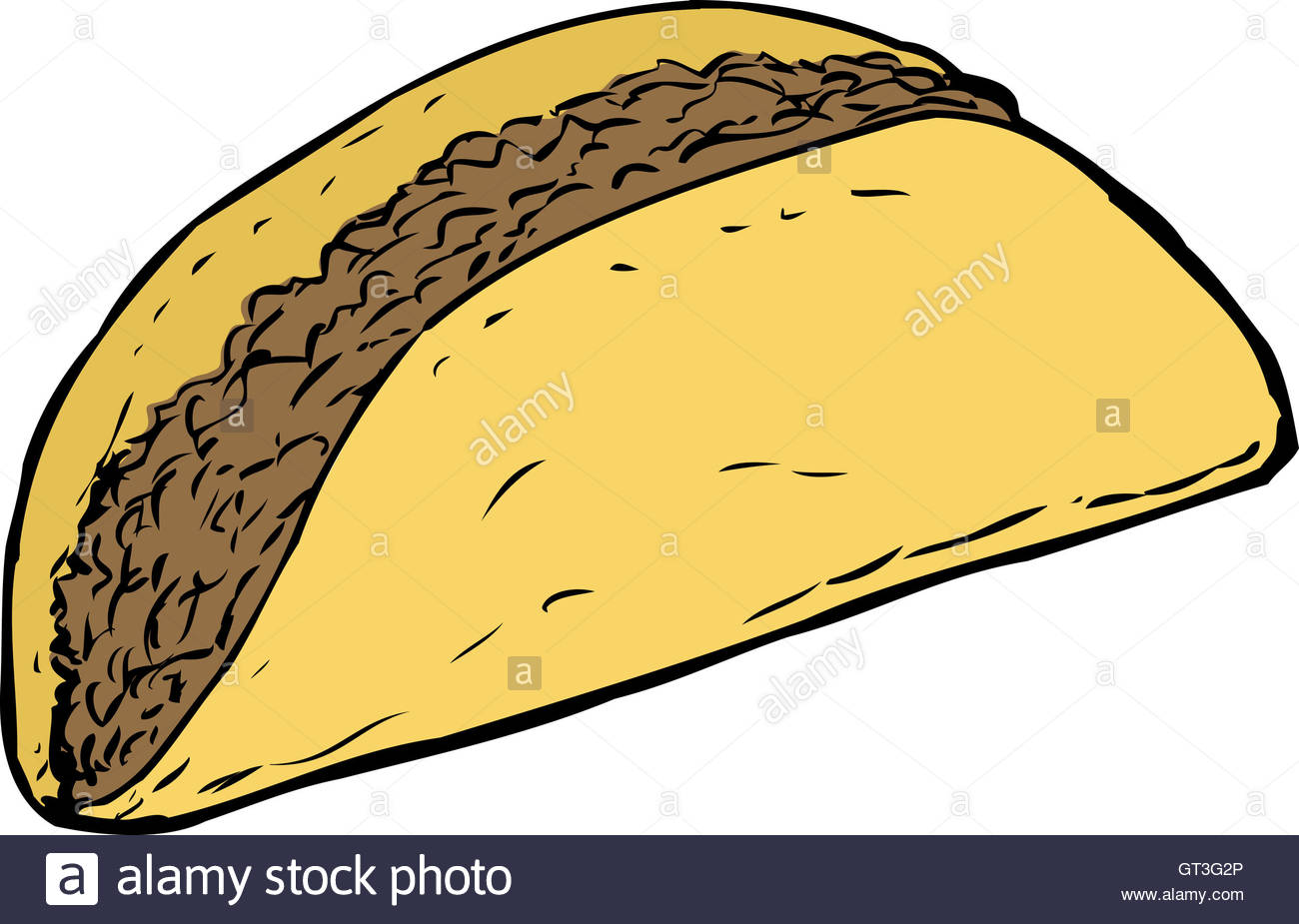 1300x925 Yellow Cartoon Corn Taco Shell Filled With Beef Over White