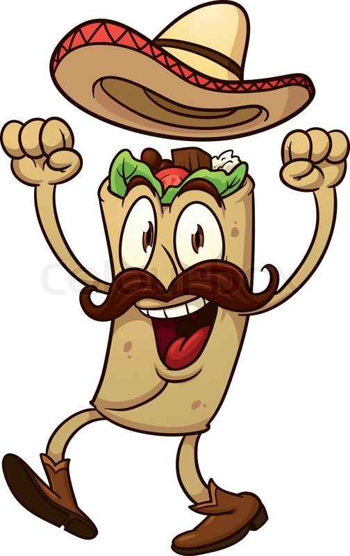 504x800 Cartoon Mexican Taco. Vector Illustration With Simple Gradients