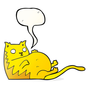 300x300 Freehand Drawn Speech Bubble Cartoon Fat Cat Royalty Free Stock