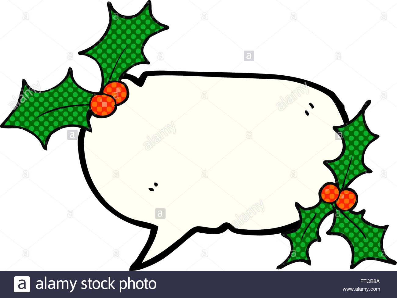 1300x977 Freehand Drawn Comic Book Speech Bubble Cartoon Christmas Holly