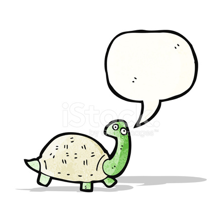 440x440 Cartoon Tortoise With Speech Bubble Stock Vector