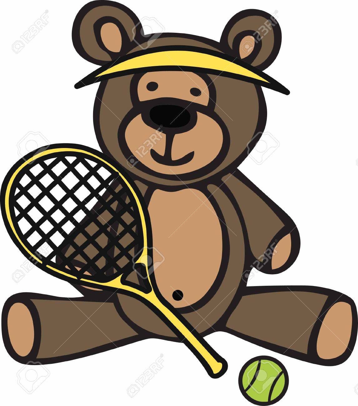 1146x1300 Cute Tennis Player Teddy Bear Cartoon Wearing A Yellow Visor