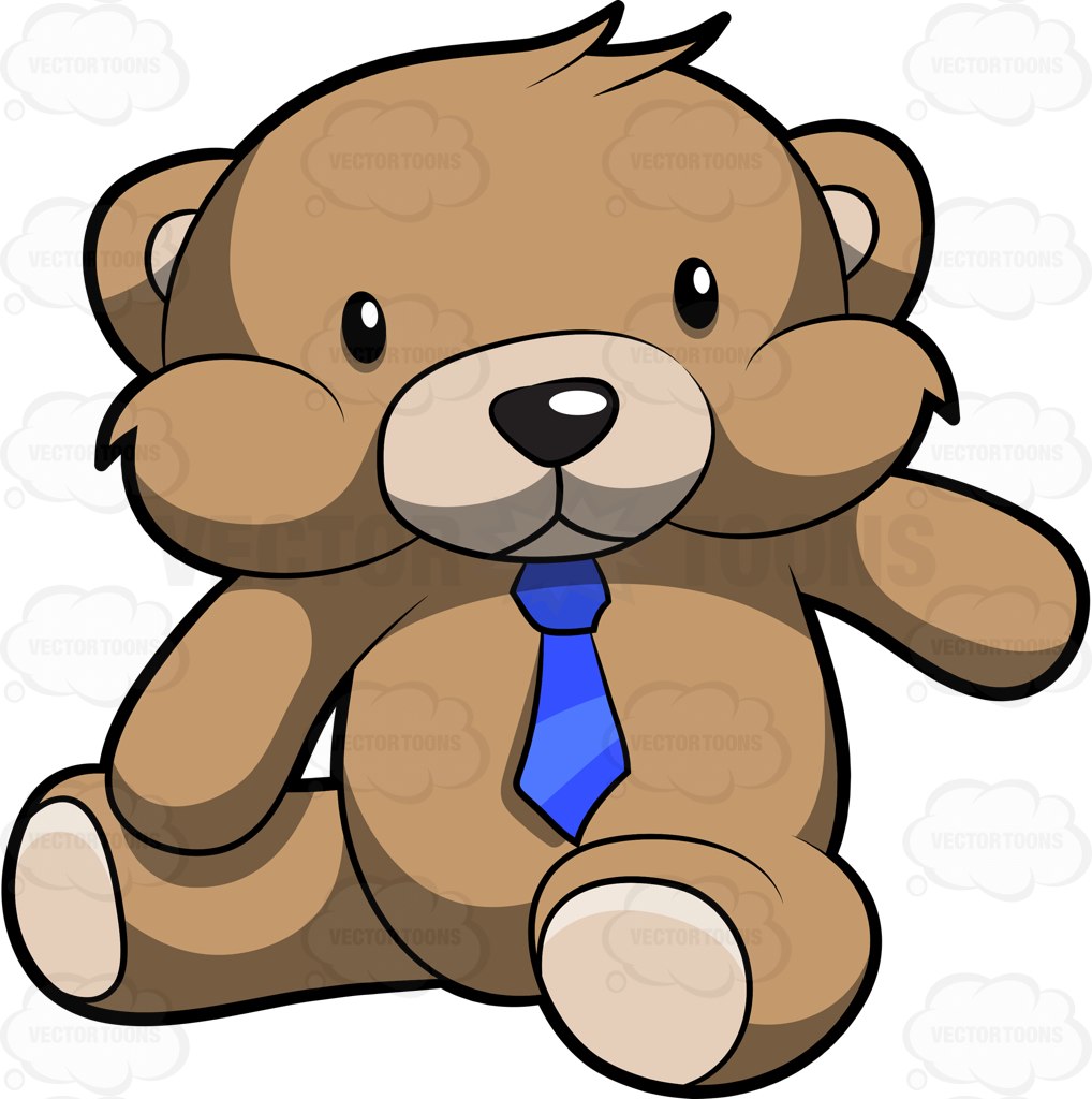 1018x1024 A Very Cute Brown Teddy Bear With A Blue Necktie Cartoon Clipart