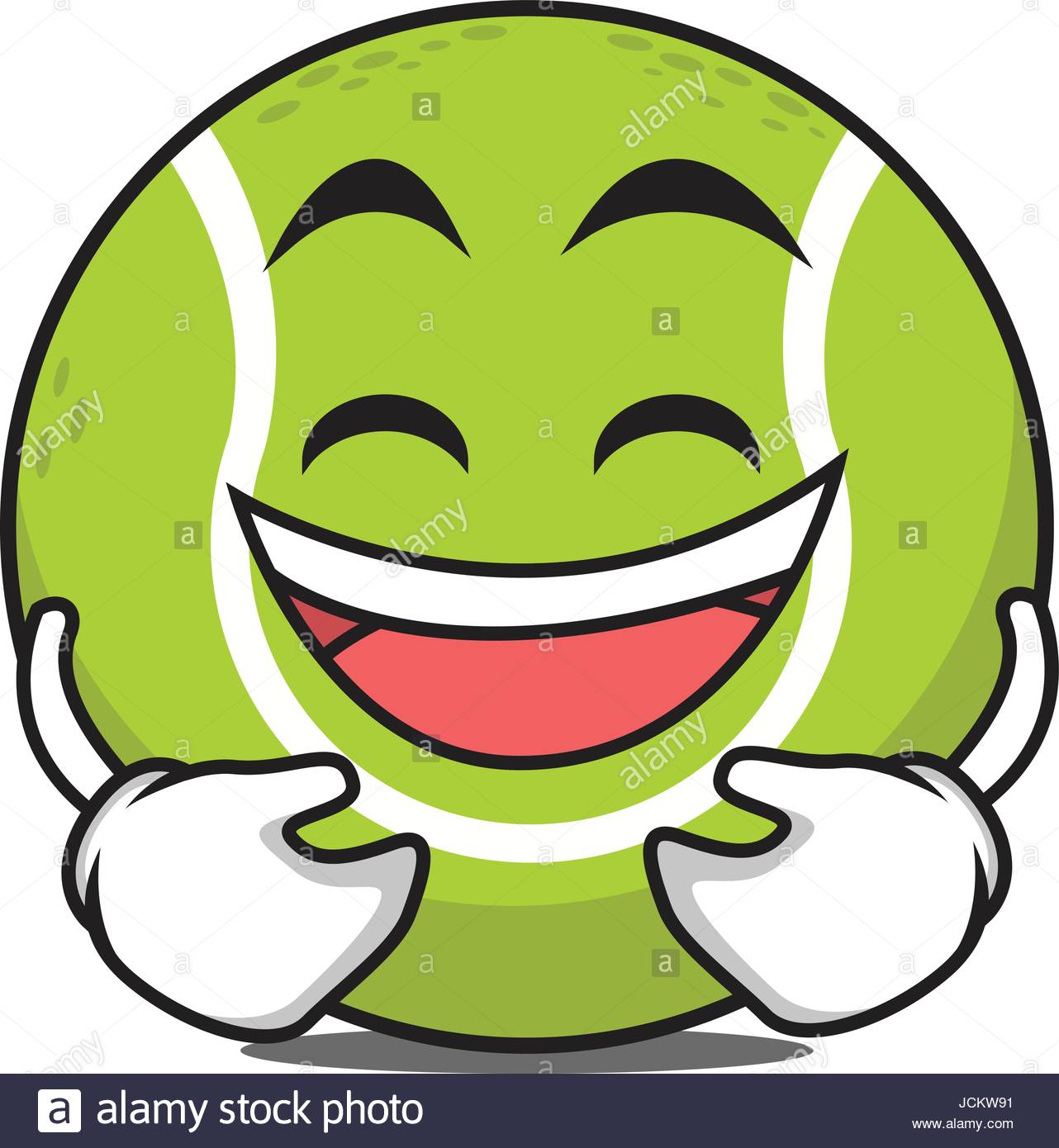 1282x1390 Laughing Tennis Ball Cartoon Character Vector Illustration Stock
