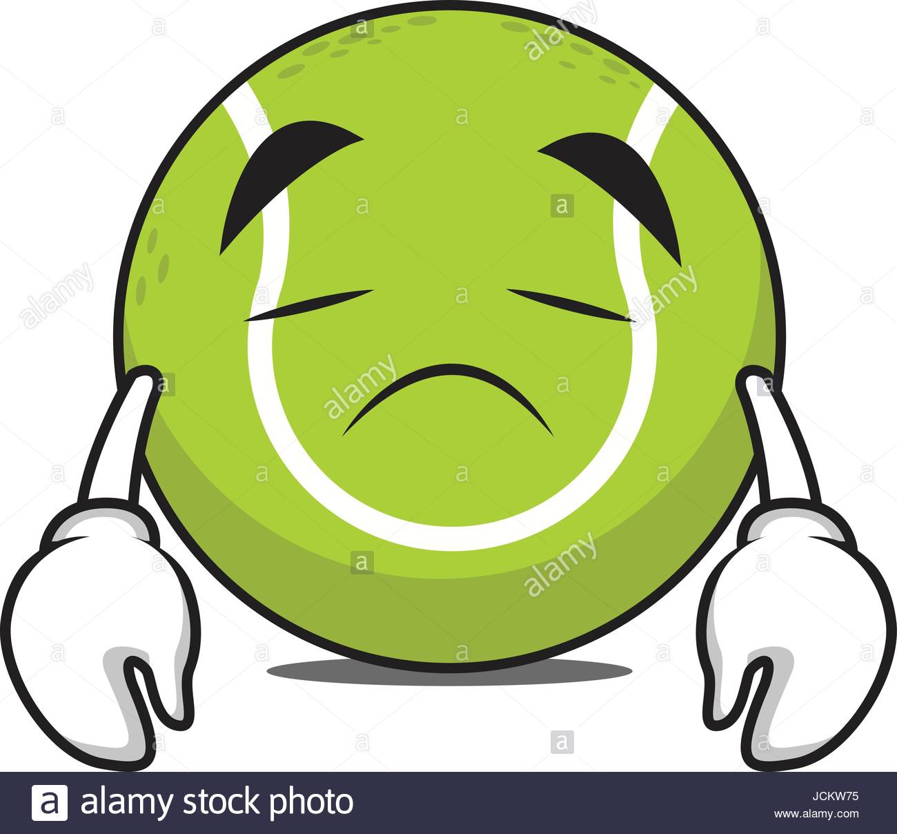 1300x1208 Sad Tennis Ball Character Cartoon Vector Illustration Stock Vector