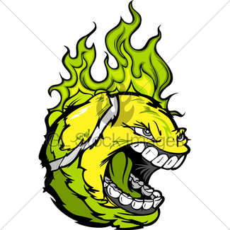 325x325 Tennis Ball Screaming Face With Flames Vector Image Gl Stock Images