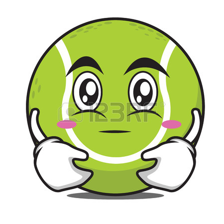 450x450 Thinking Tennis Ball Cartoon Character Vector Illustration Royalty