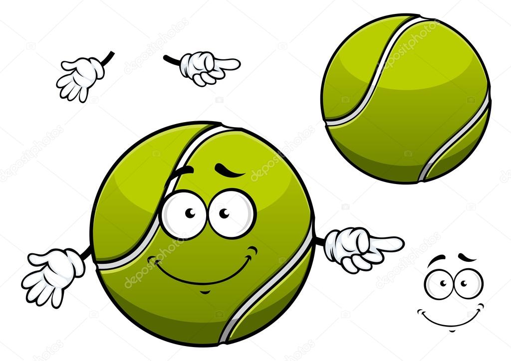 1024x724 Cheerful Green Tennis Ball Cartoon Character Stock Vector