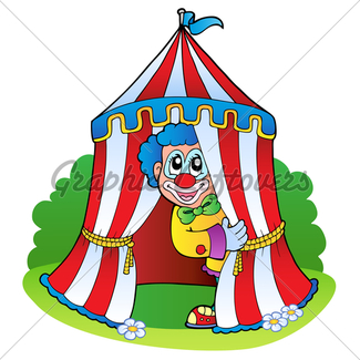 325x325 Cartoon Clown With Circus Tent Gl Stock Images