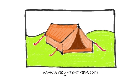458x258 How To Draw A Cartoon Tent In Campground (Camping Place) For Kids