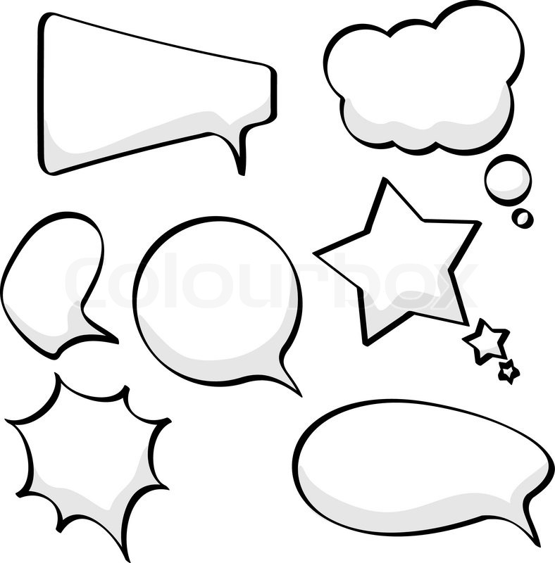 788x800 Cartoon Sketchy Speech And Thought Bubbles Isolated On White