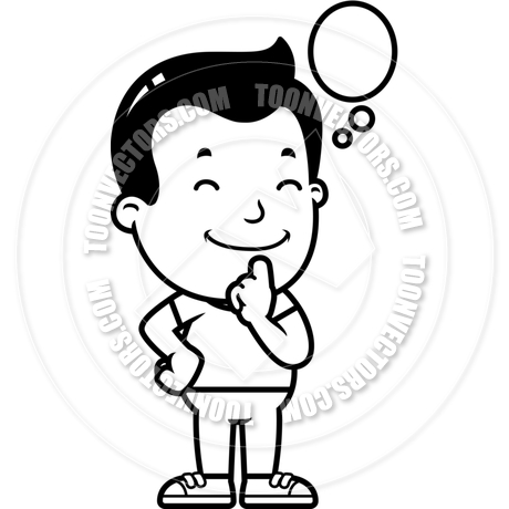 460x460 Cartoon Boy Thinking (Black Amp White Line Art) By Cory Thoman