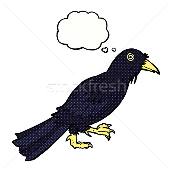 600x600 Cartoon Crow With Thought Bubble Vector Illustration