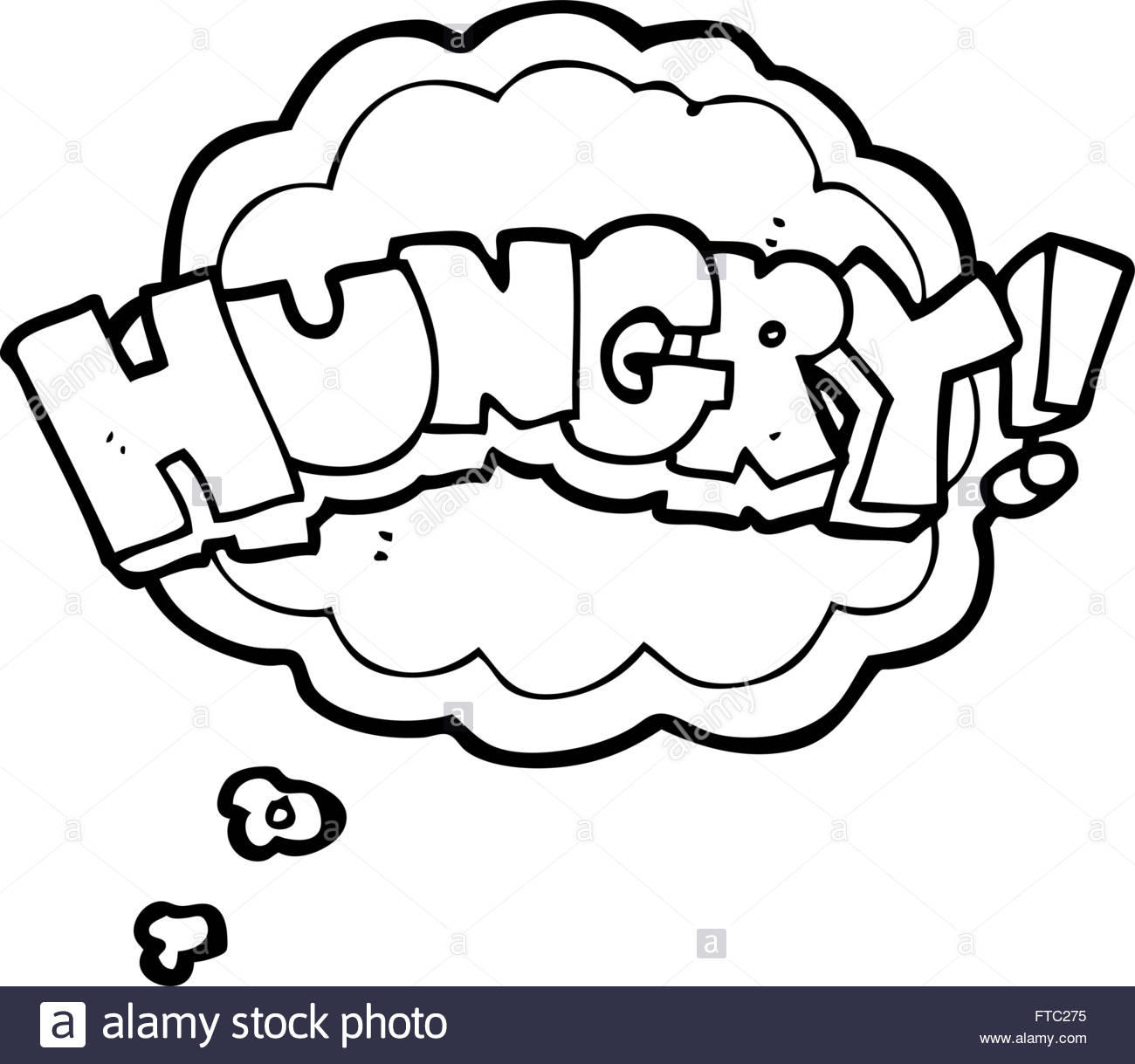 1300x1219 Freehand Drawn Thought Bubble Cartoon Hungry Text Stock Vector Art