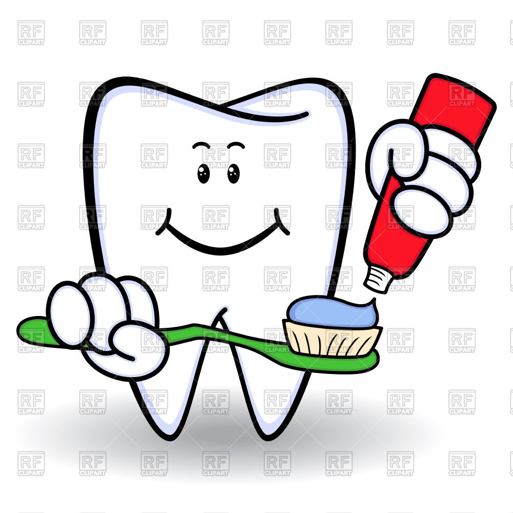 1000x1000 Cartoon Tooth With Smiling Face And With Toothbrush And Toothpaste