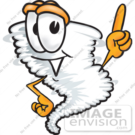 450x450 Clip Art Graphic Of A Tornado Mascot Character Pointing Up