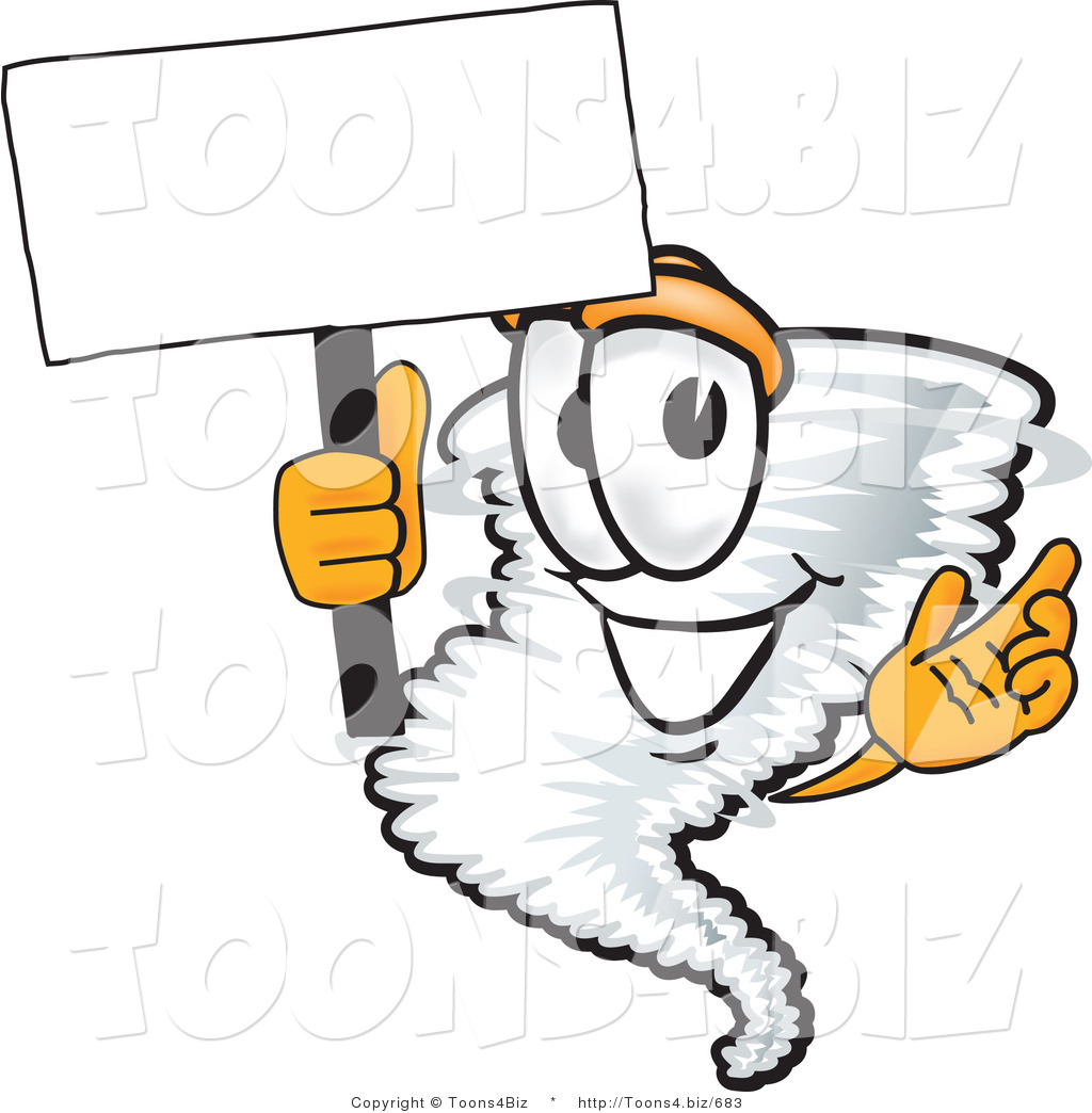 1024x1044 Vector Illustration Of A Cartoon Tornado Mascot Waving A Blank