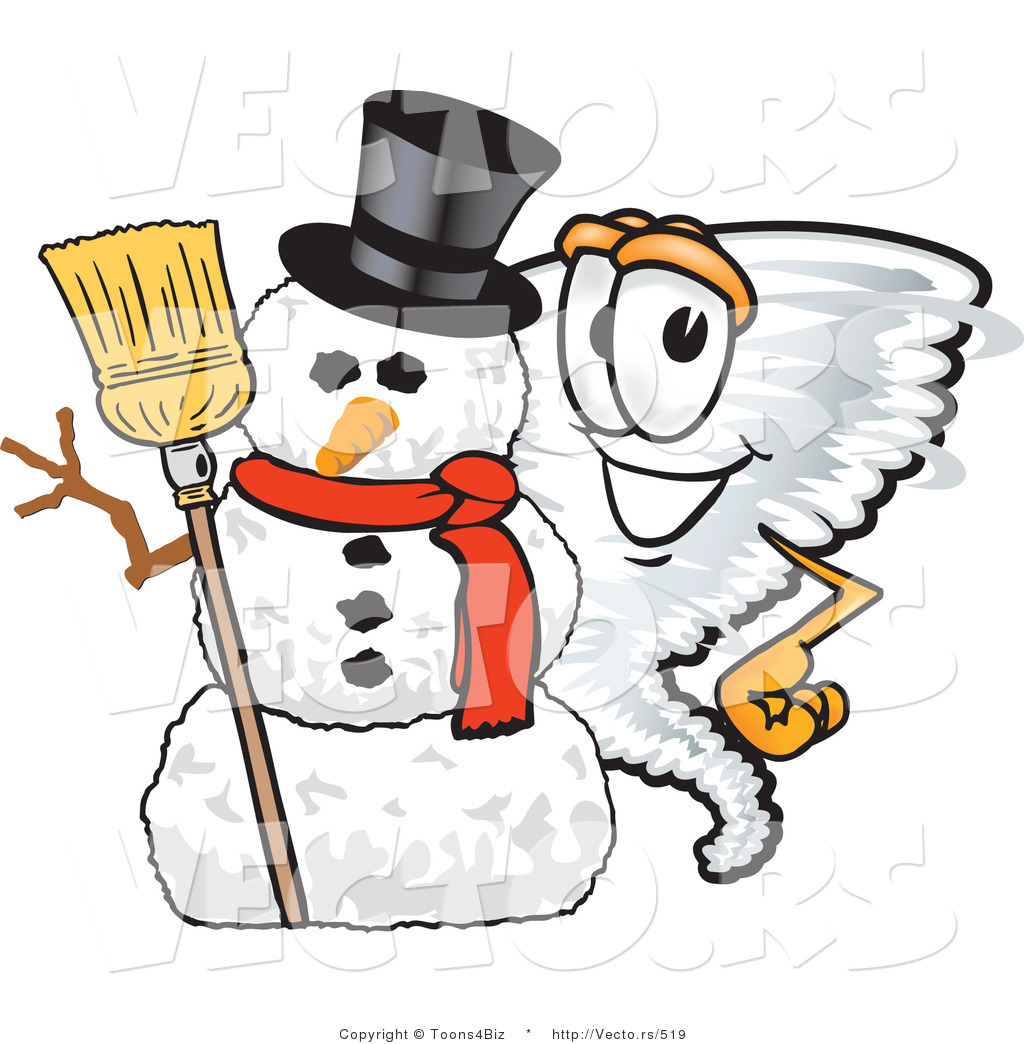 1024x1044 Vector Of A Cartoon Tornado Mascot Beside A Snowman By Toons4biz