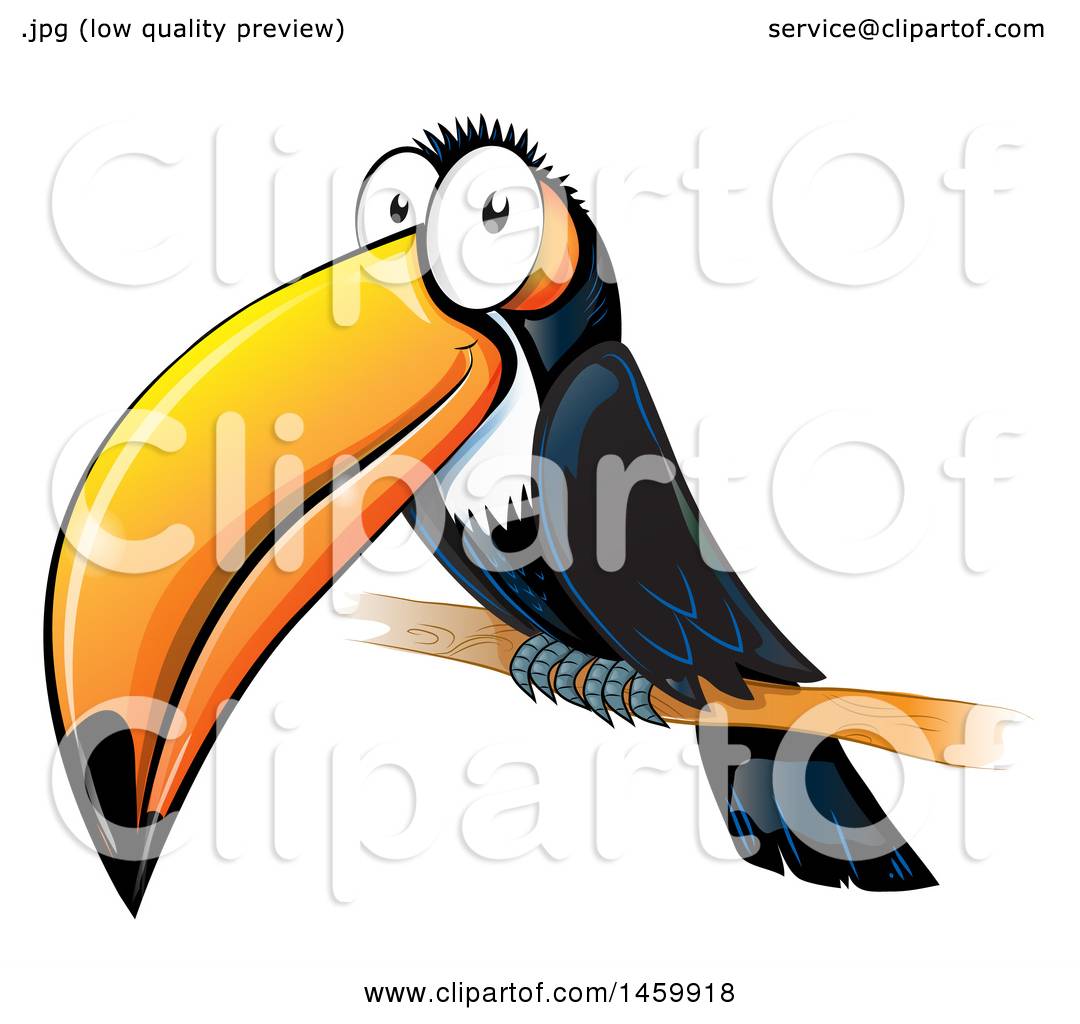 1080x1024 Clipart Of A Cartoon Happy Perched Toucan Bird
