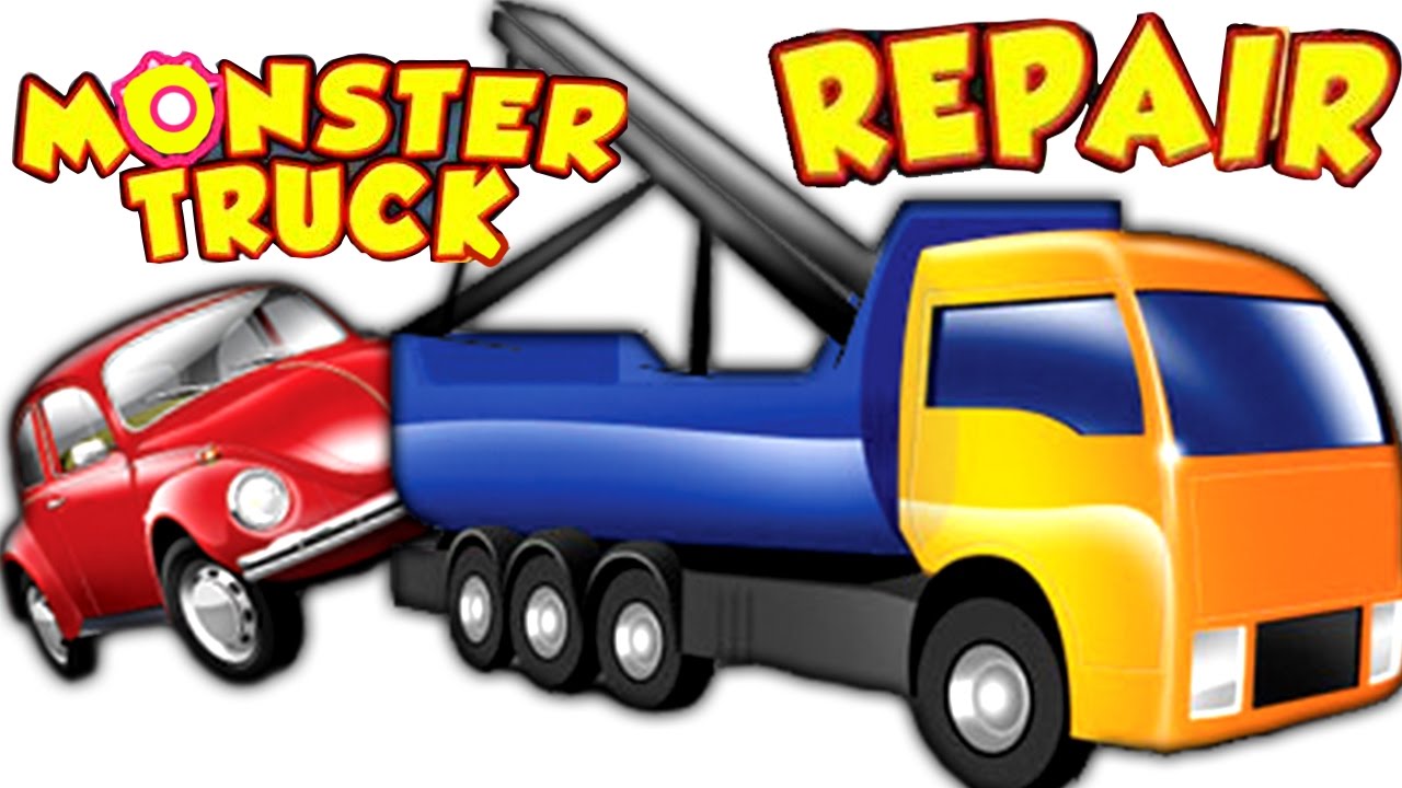 1280x720 Monster Trucks Repairing Tow Car Tyre Puncture Tow Cars Repair