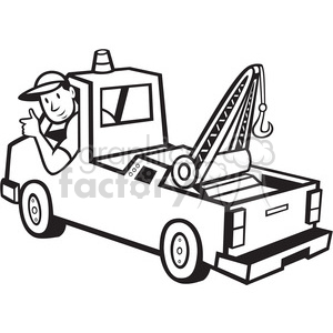 300x300 Royalty Free Black And White Tow Truck Driver Rear 388272 Vector