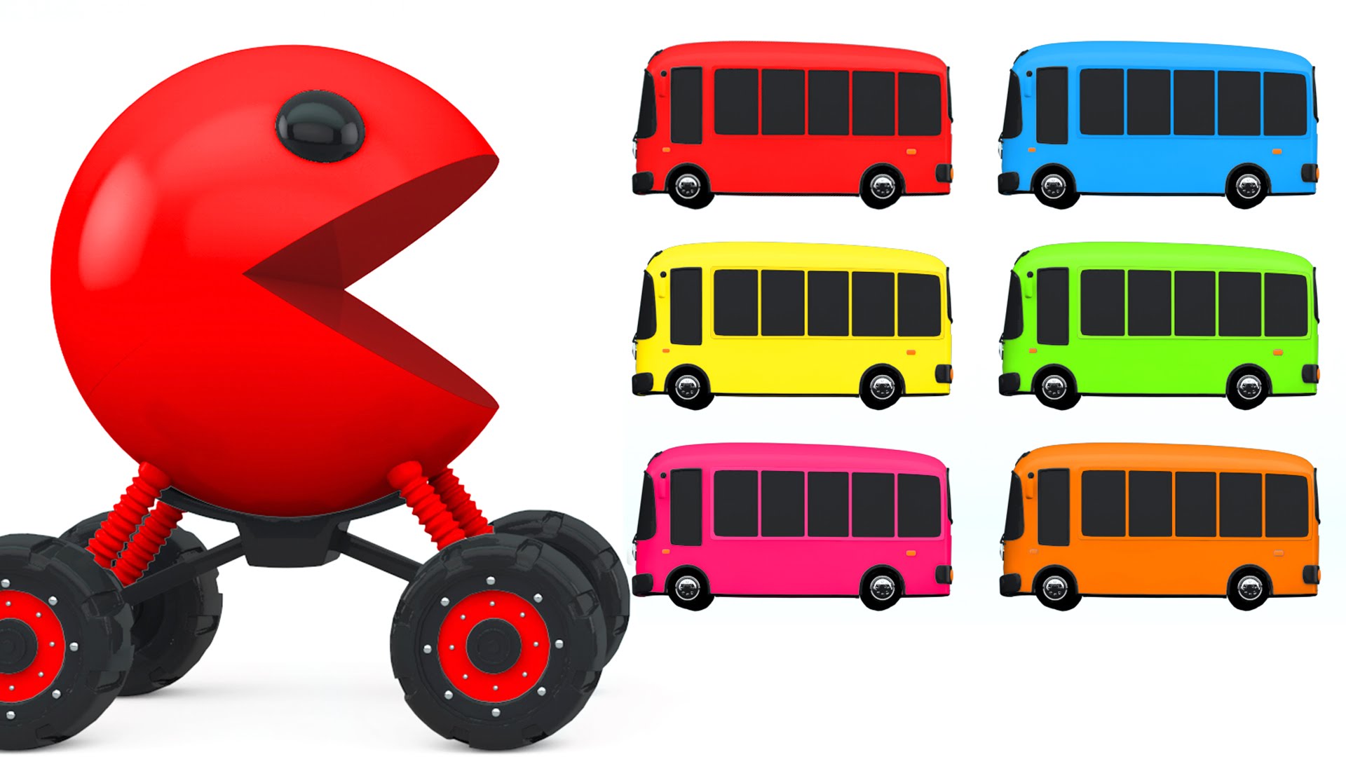1920x1080 Colors For Children To Learn With Packman Cartoon Bus Toys
