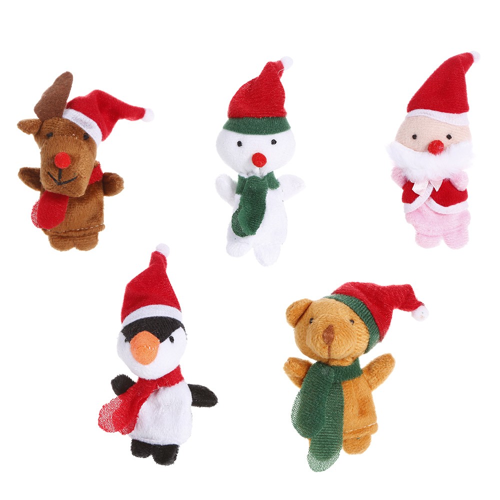1000x1000 5pcs Finger Puppet Cute Cartoon Christmas Plush Toys Finger Doll
