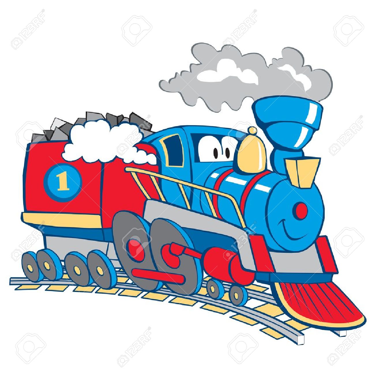 1300x1300 Cartoon Train Isolated On The White Background Royalty Free
