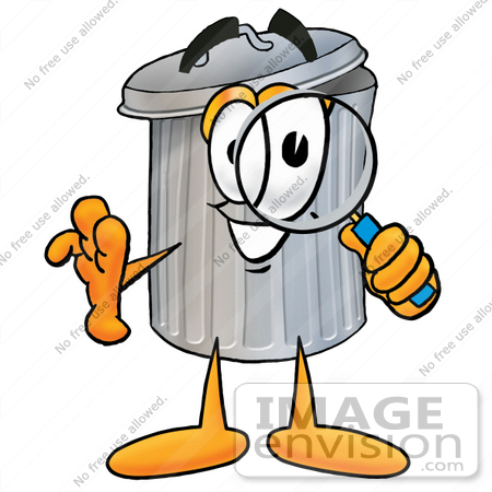 450x450 Clip Art Graphic Of A Metal Trash Can Cartoon Character Looking