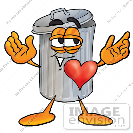 450x450 Clip Art Graphic Of A Metal Trash Can Cartoon Character With His