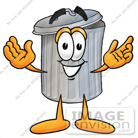 450x450 Clip Art Graphic Of A Metal Trash Can Cartoon Character With Open