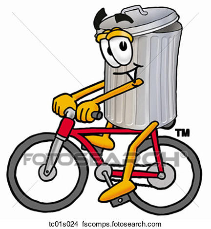 432x470 Clipart Of Trash Can Riding Bike Tc01s024