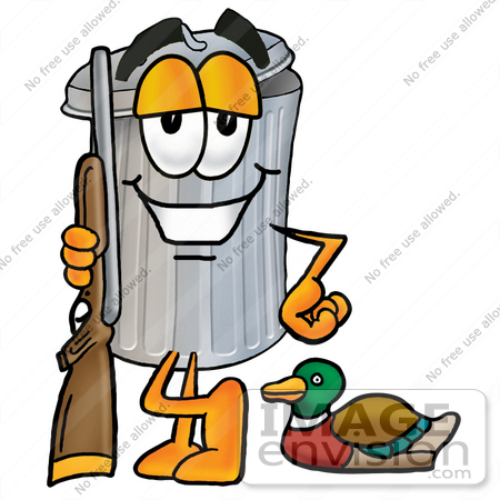 450x450 Clip Art Graphic Of A Metal Trash Can Cartoon Character Duck