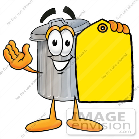 450x450 Cliprt Graphic Of Metal Trash Can Cartoon Character Holding