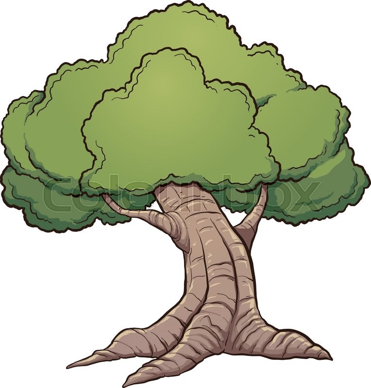 764x800 Cartoon Oak Tree. Vector Clip Art Illustration With Simple