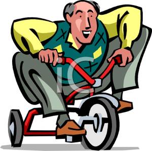 300x297 Colorful Cartoon Of A Senior Citizen Riding On A Tricycle