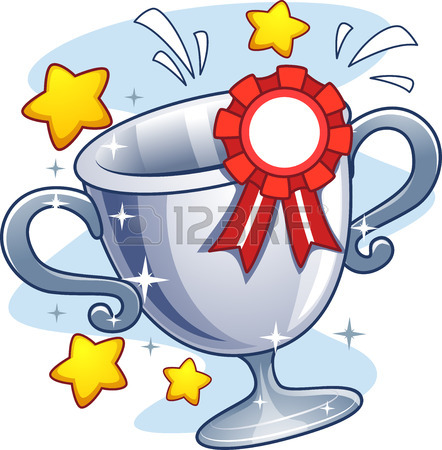 442x450 Illustration Of A Cup Trophy With A Ribbon Pinned To It Stock