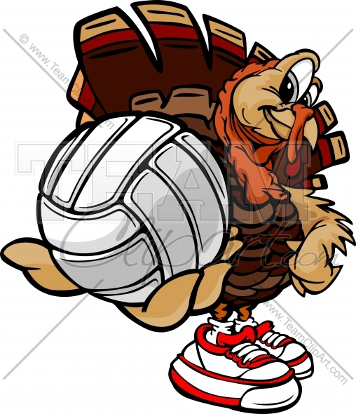 508x590 Volleyball Turkey Thanksgiving Holiday Cartoon Vector Clipart
