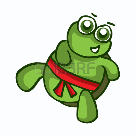 450x450 Vector Illustration Of A Cutely Smiling Cartoon Turtle Royalty
