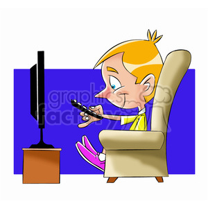 300x300 Royalty Free Small Boy Binge Watching Tv Cartoon 397685 Vector