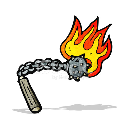 440x440 Flaming Mace Weapon Cartoon Stock Vector
