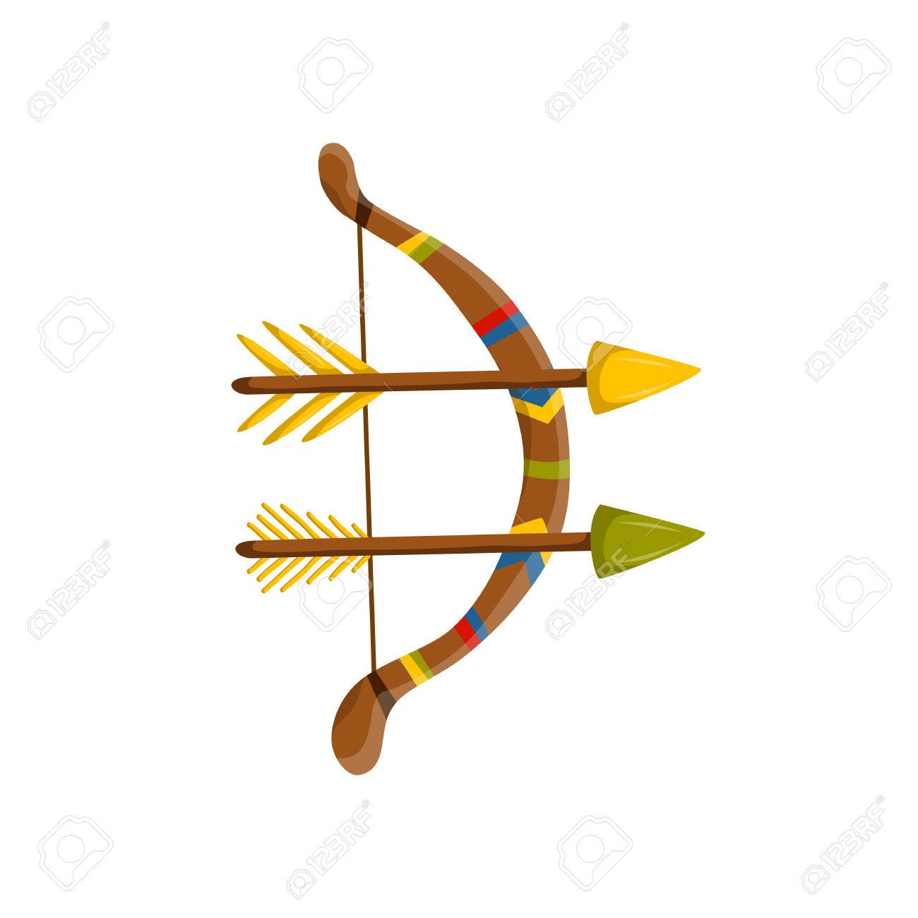 1300x1300 Illustration With Cartoon Arrows And Bow. Archery Icon. Indian