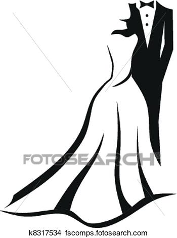 350x470 Clipart Of Wedding Couple K8317534