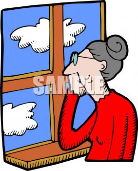 283x350 Royalty Free Clipart Image Lonely Old Woman Looking Out The Window