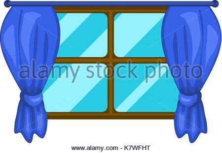 450x310 Cartoon Window With Curtains Vector Symbol Icon Design. Beautiful