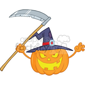 300x300 Royalty Free 6636 Royalty Free Clip Art Scaring Halloween Pumpkin