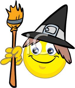 256x300 Art Image A Smiley Face Witch With A Broom
